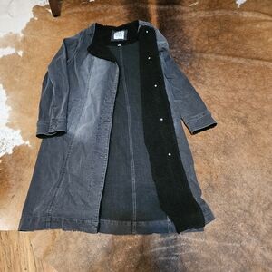 Denim Trench Sherpa Trim Black Gray Washed 14 Lg XL LOGO